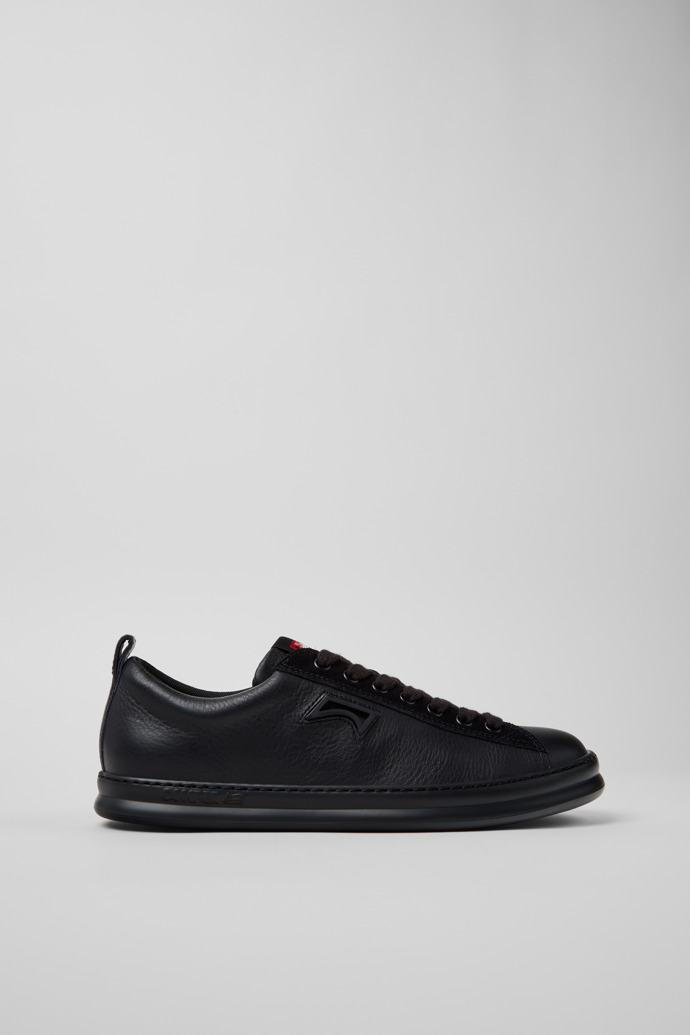 Runner Black Leather and Nubuck Sneakers for Men.