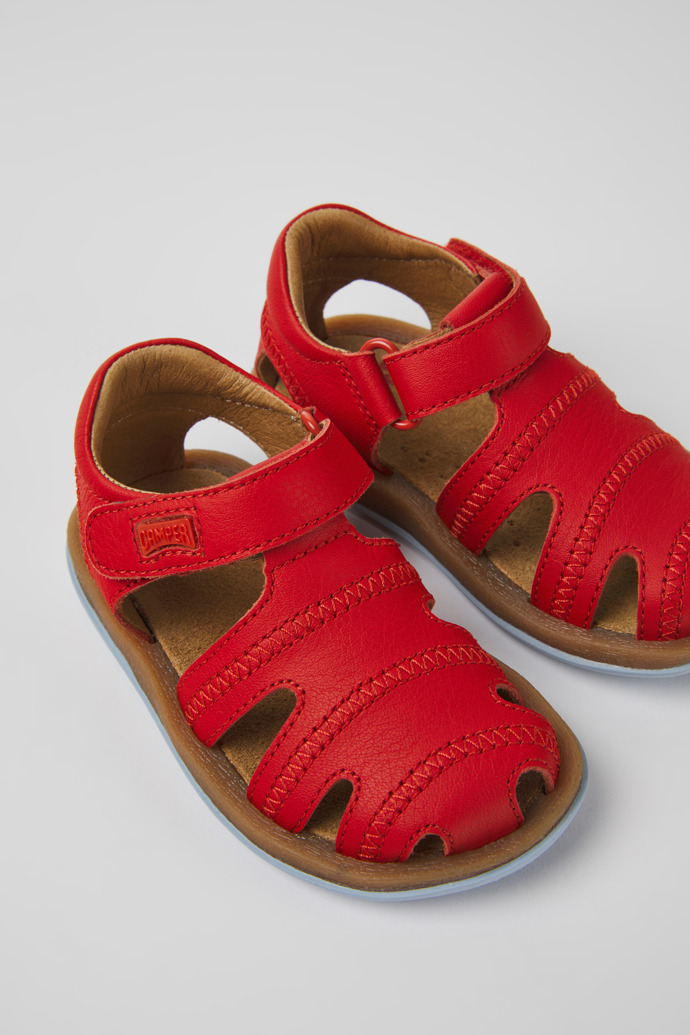 Bicho Red leather sandals for kids