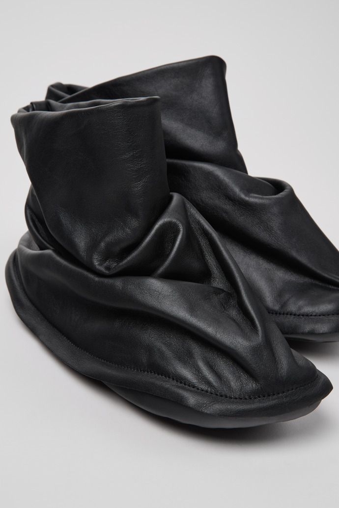 Camper x ISSEY MIYAKE - Peu Form Black Leather Ankle Boots for Women.