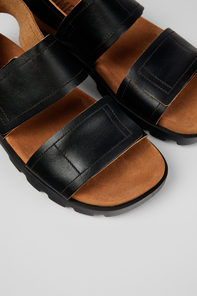 Brutus Sandal Black Leather 2-Strap Sandal for Men