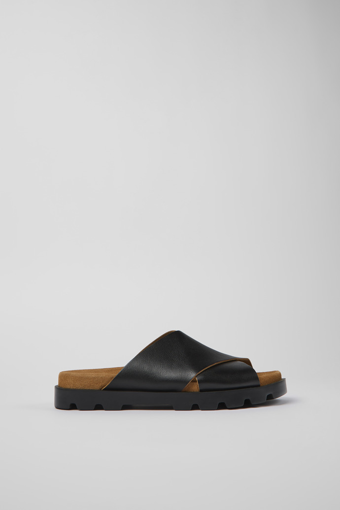 Brutus Sandal Black Leather Cross-strap Sandal for Women