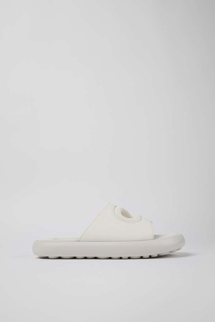 Twins White Leather/Textile Slide for Women