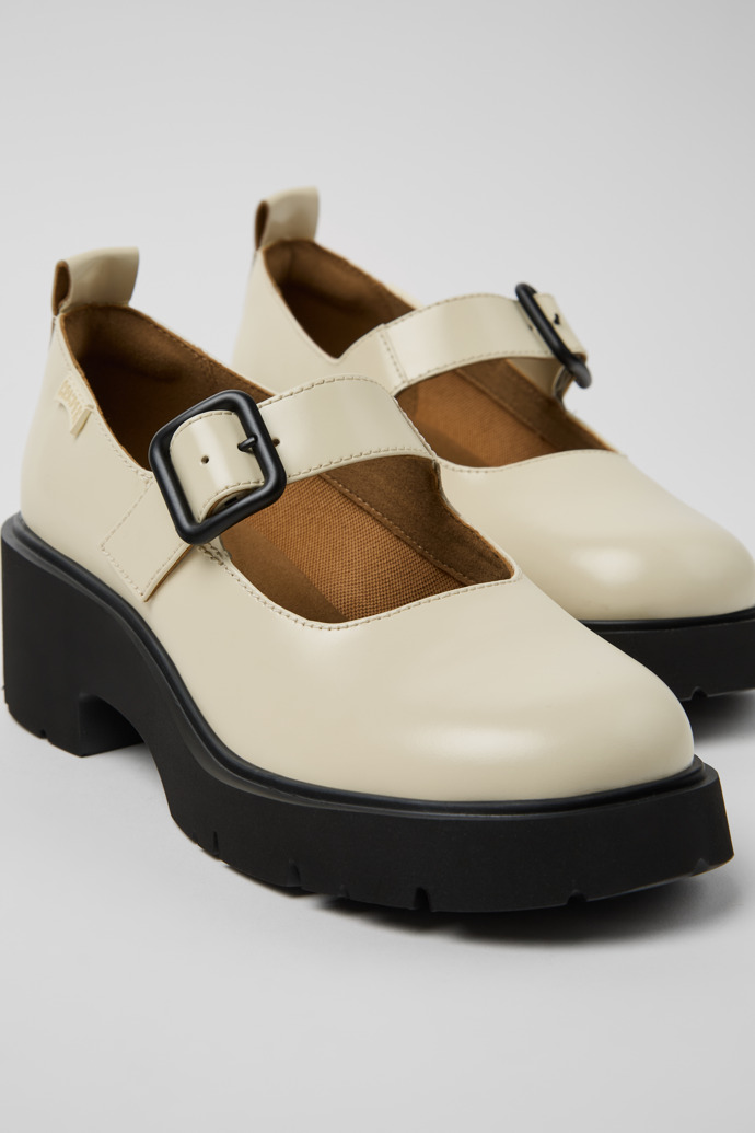 Milah White Leather Women's Shoes.
