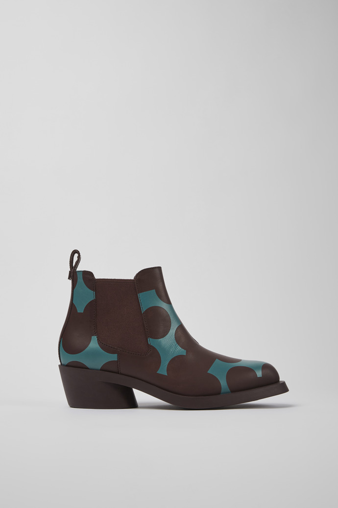 Twins Burgundy and blue leather ankle boots for women