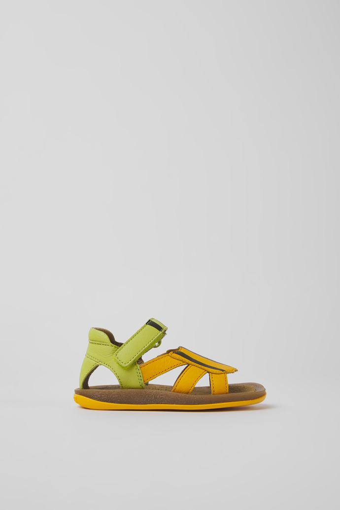 Twins Green and orange leather sandals for kids