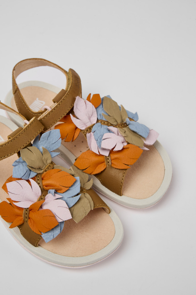 Twins Brown leather sandals for girls