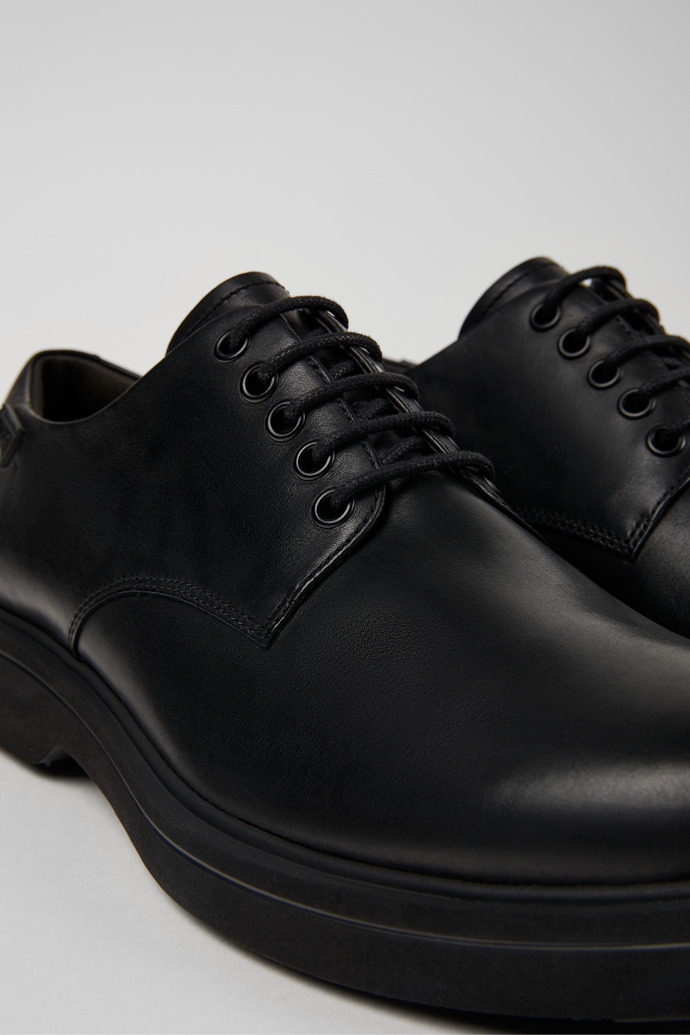 Norman Black Leather Shoes for Men.
