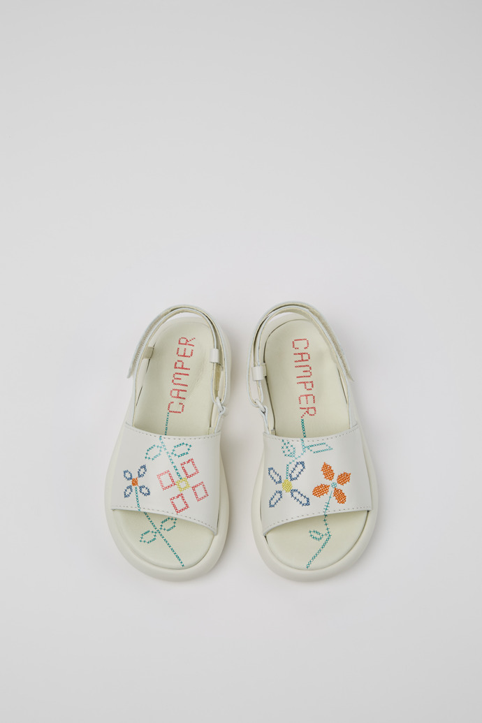 Twins White Leather Sandals for Kids.