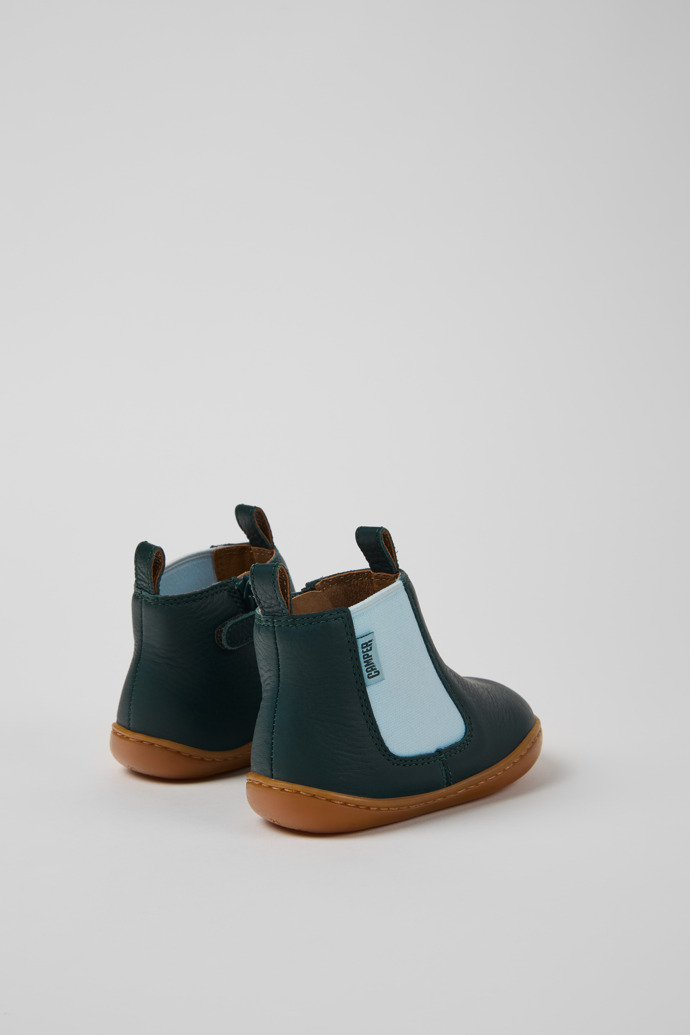 Peu Green leather boots for kids