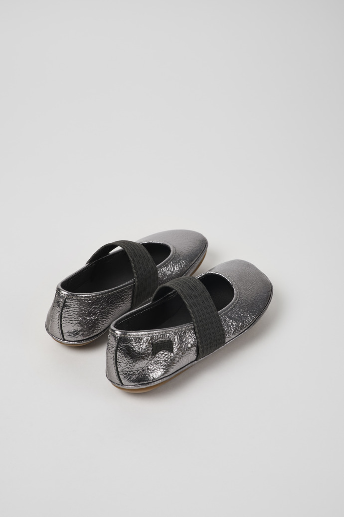 Right Metallic grey leather ballerinas for kids