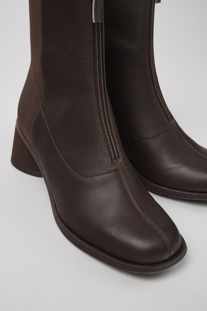 Kiara Brown leather and recycled PET boots for women