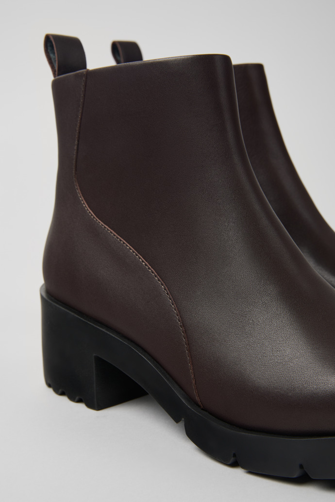 Wanda Brown Leather Ankle Boots for Women.