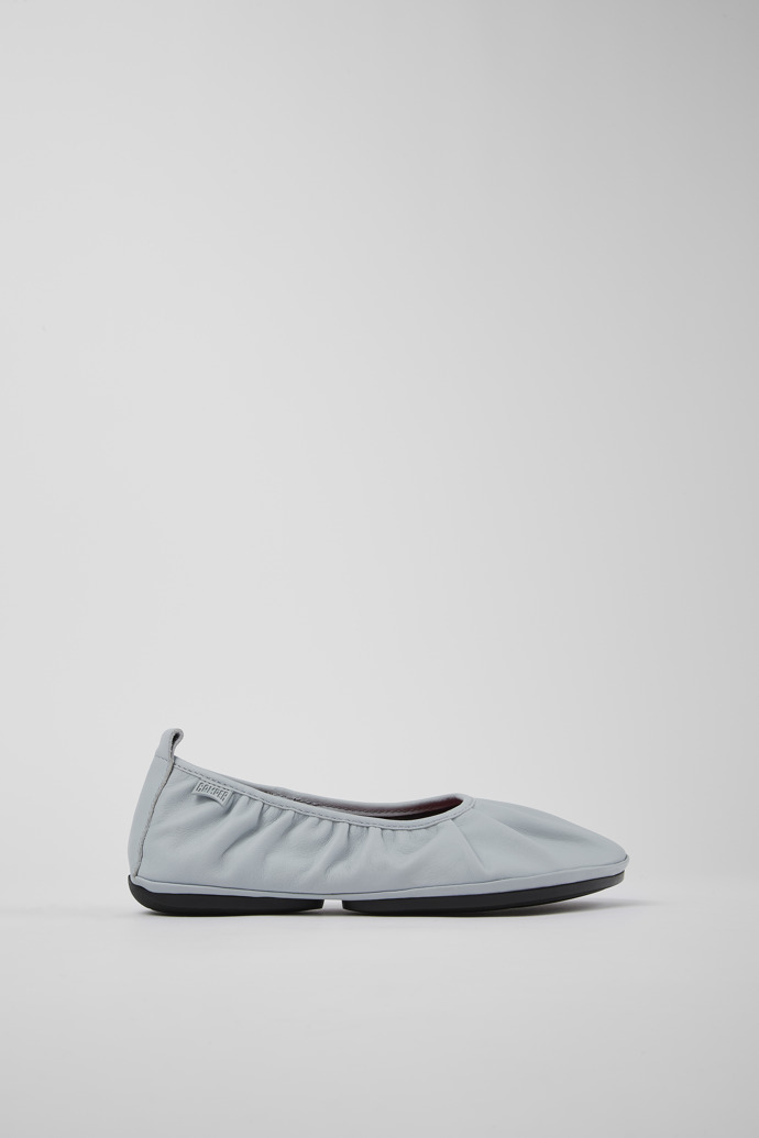 Right Gray Leather Ballerina for Women