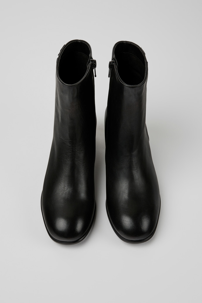 Katie Black Leather Mid Boots for Women.