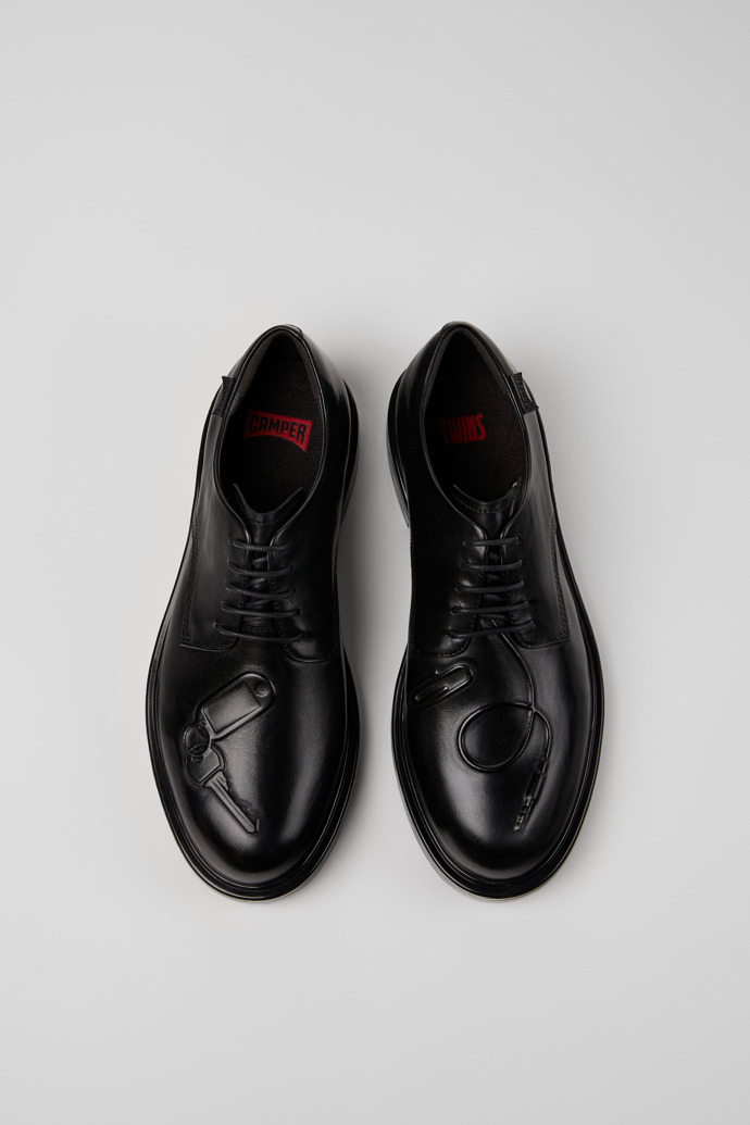 Twins Black Leather Shoes for Men.