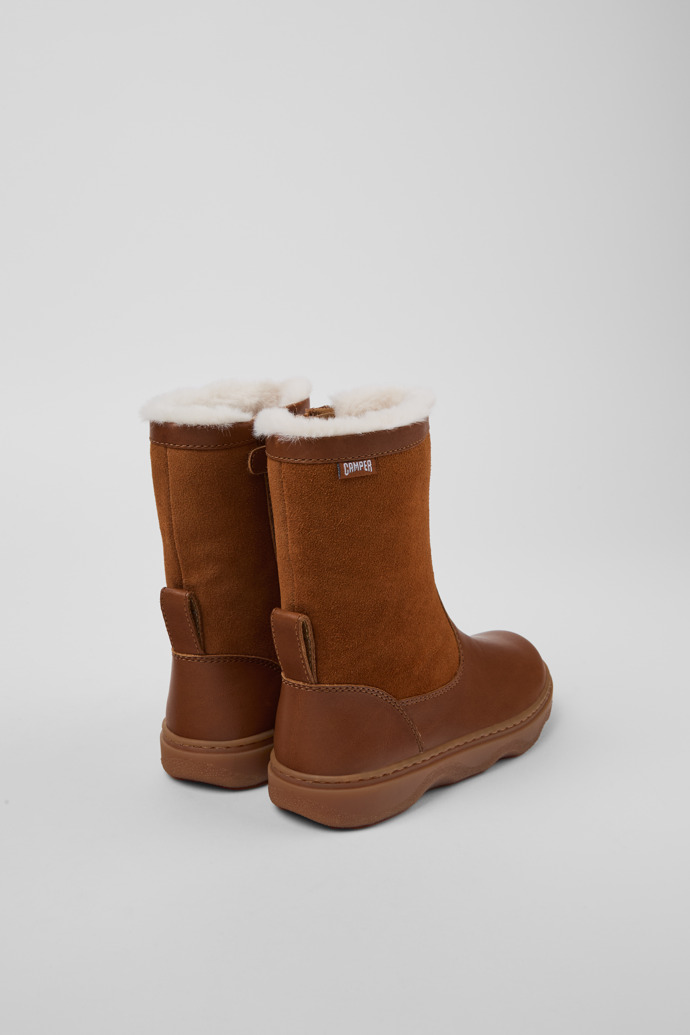 Kiddo Brown Leather and Nubuck Mid Boots for Kids.