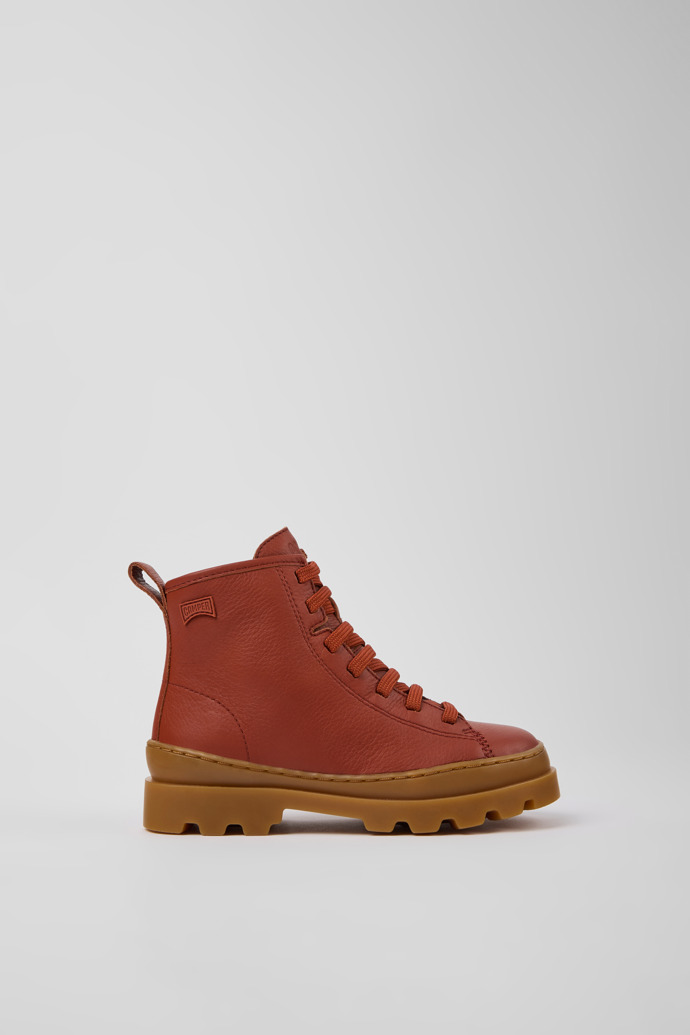 Brutus Red leather ankle boots for kids