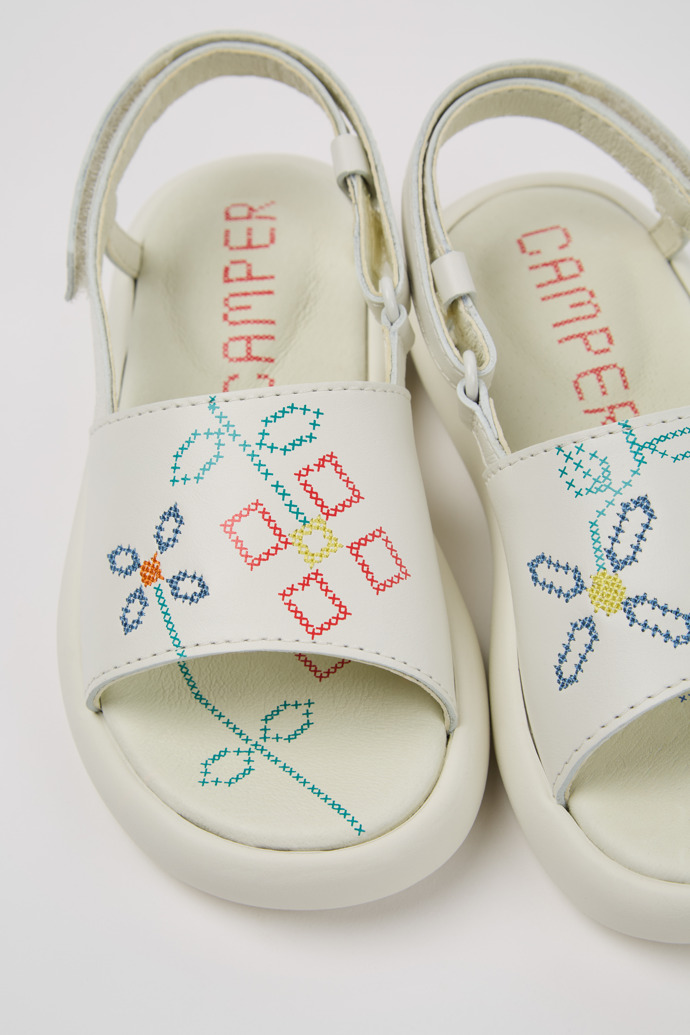 Twins White Leather Sandals for Kids.