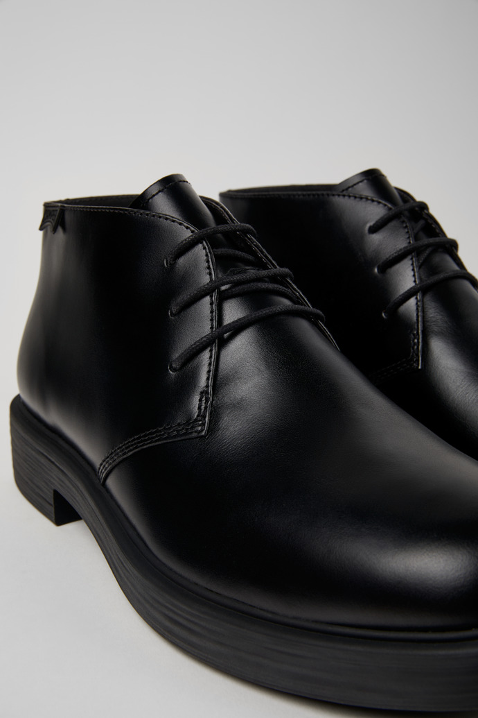 Dean Black Leather Ankle Boots for Men.