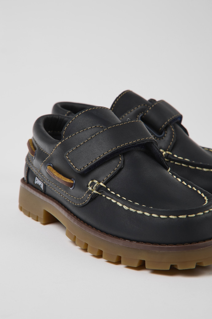 Compas Blue Leather Nautical Shoes for Kids.