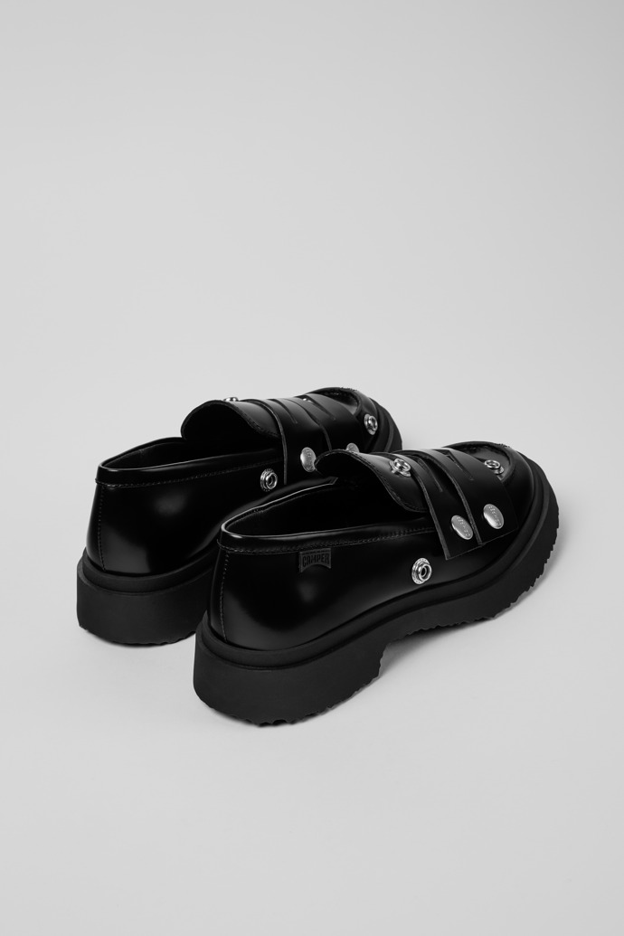 Twins Black Leather Moccasins for Women.