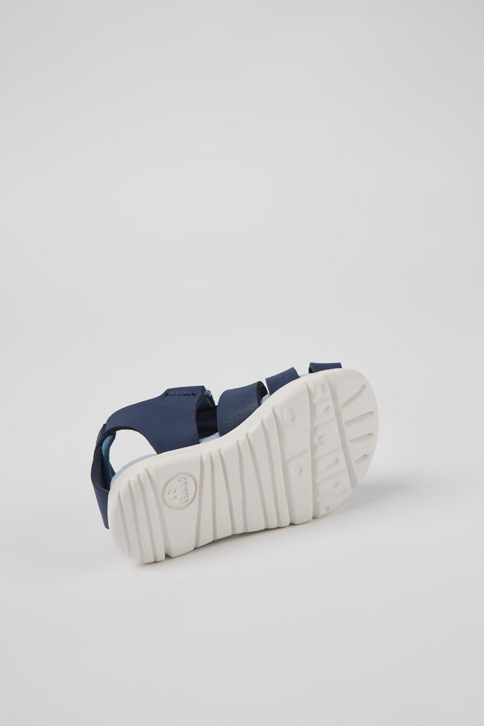 Oruga Blue leather and textile sandals for kids