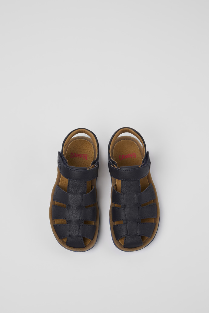 Bicho Dark blue leather sandals for kids