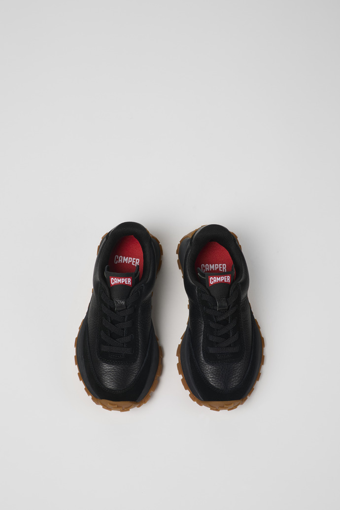 Drift Trail Black Leather and Nubuck Sneaker for kids