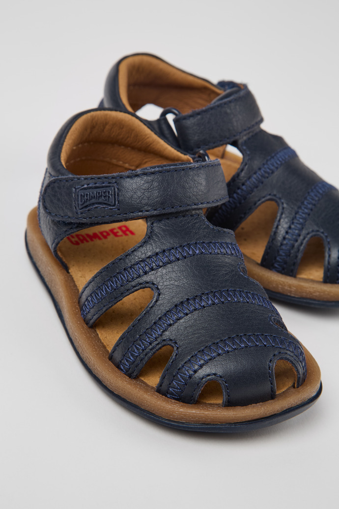 Bicho Blue Leather Closed Sandals for Kids.