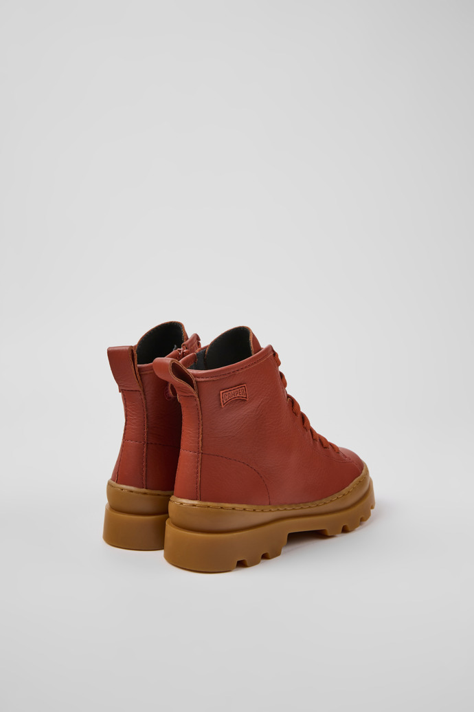 Brutus Red leather ankle boots for kids