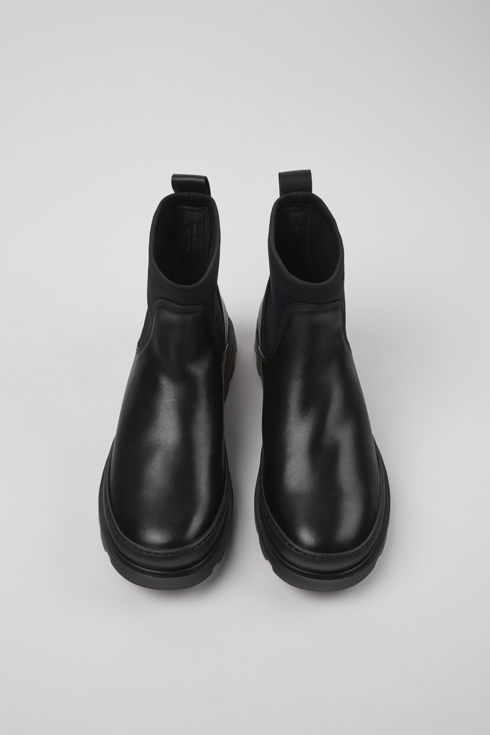 Brutus Black leather and textile ankle boots for women