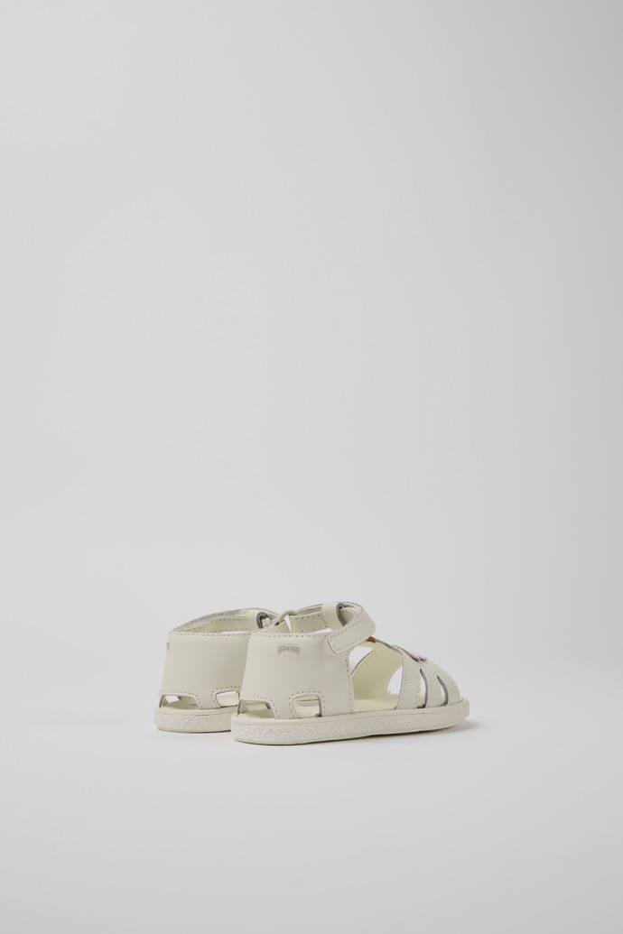 Miko White, pink, and yellow leather sandals