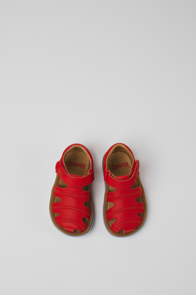 Bicho Red leather sandals for kids