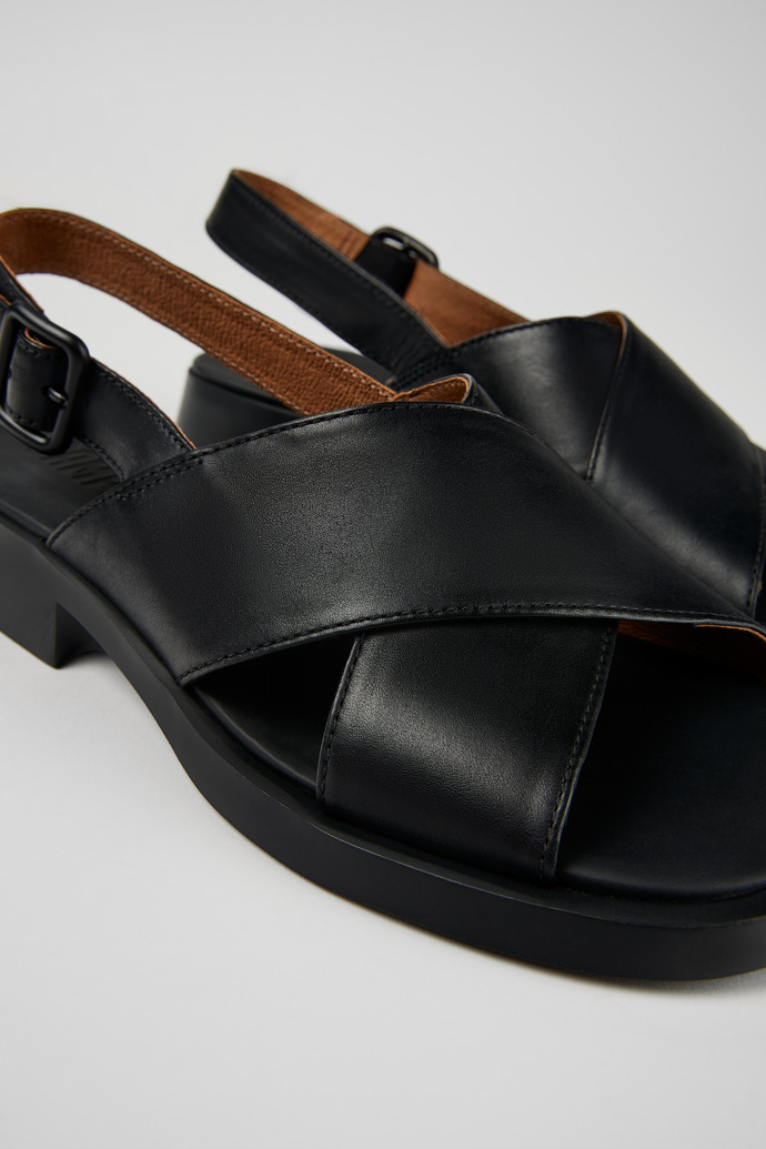 Dana Black Leather Sandals for Women.