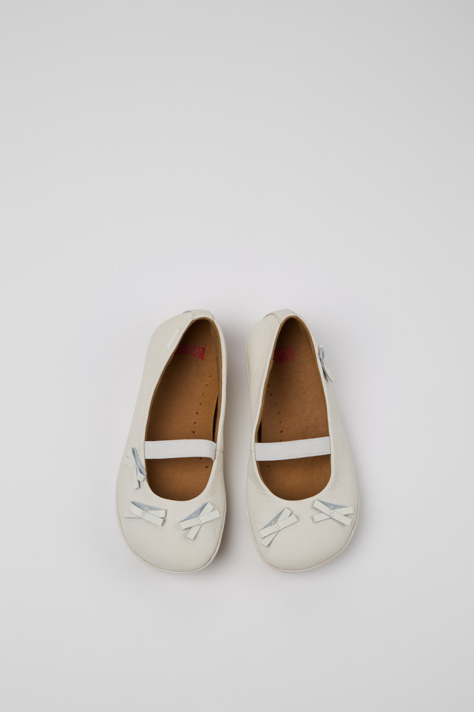 Twins White Leather Ballerina for Kids.