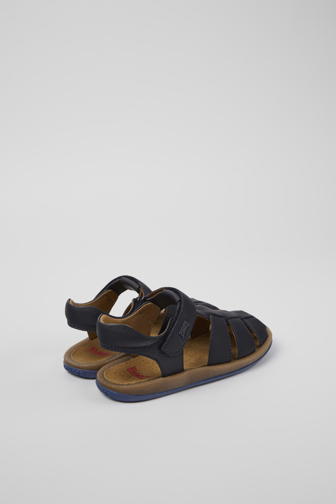 Bicho Dark blue leather sandals for kids