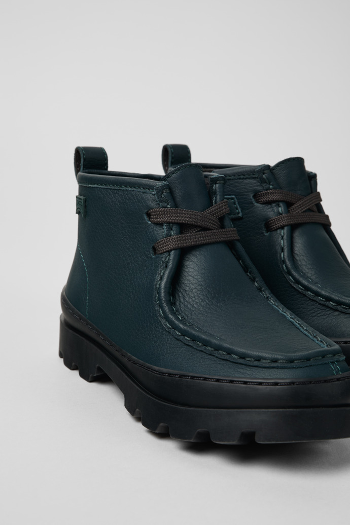 Brutus Green leather ankle boots for kids