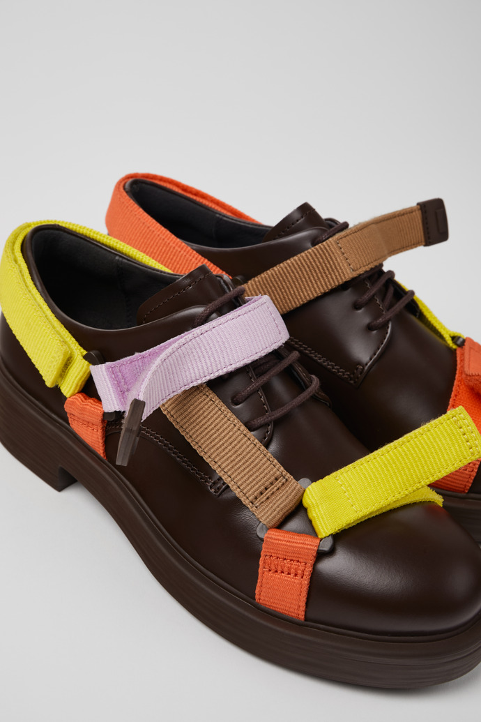 Twins Multicolored leather and textile shoes for women