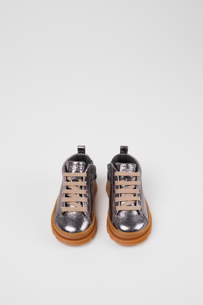 Brutus Silver Leather Ankle Boots for Kids.