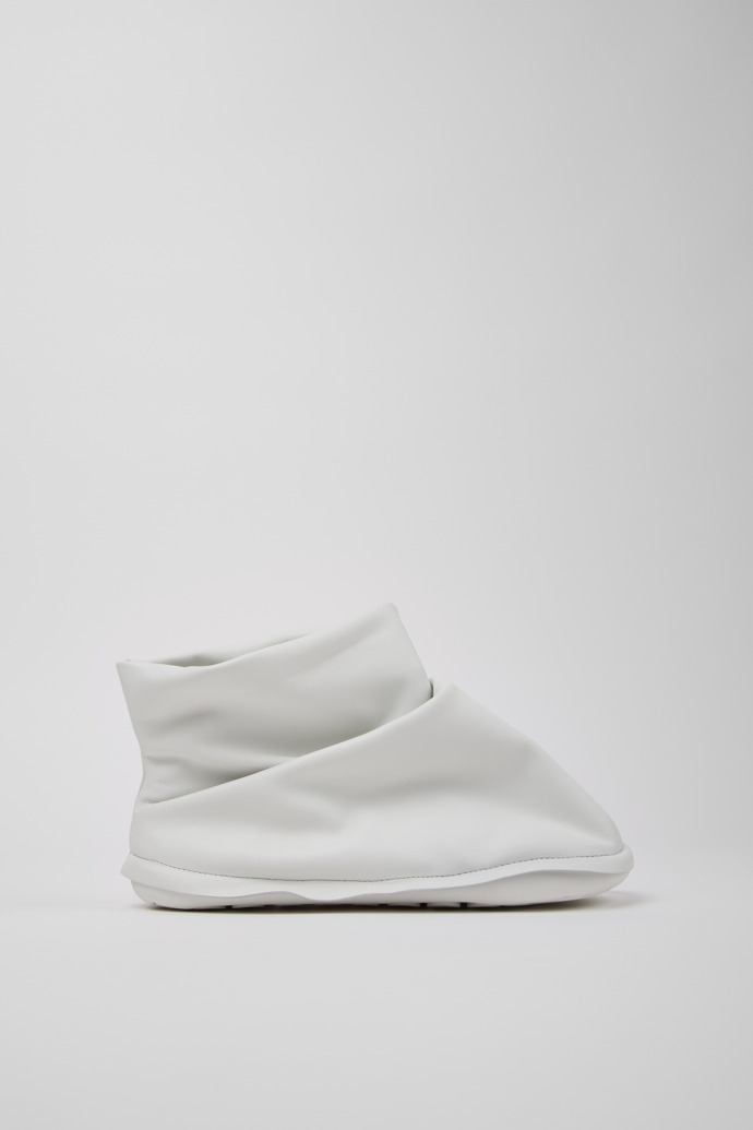 Camper x ISSEY MIYAKE - Peu Form White Leather Ankle Boots for Women.