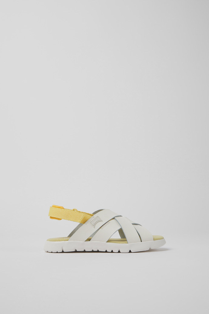 Oruga White leather and textile sandals for kids
