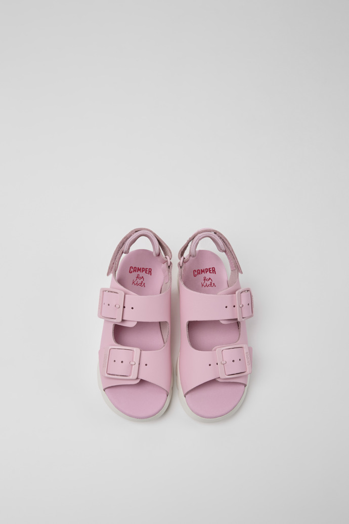 Oruga Pink leather sandals for kids