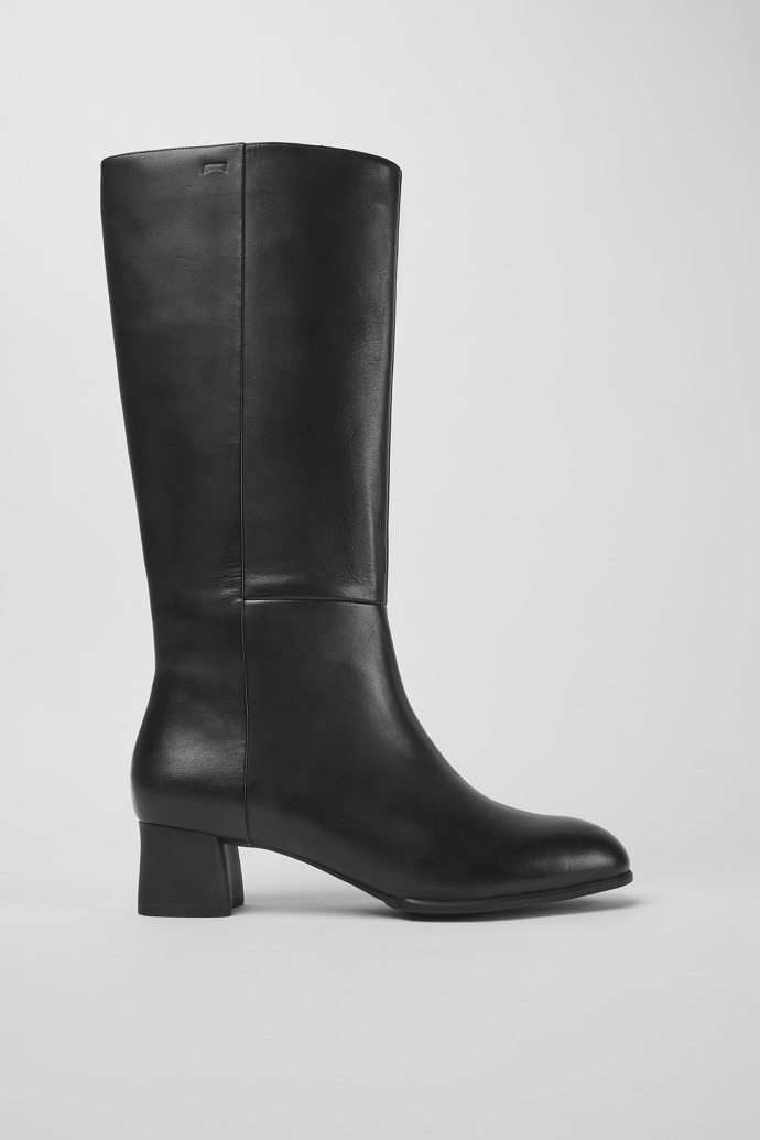 Katie Black Leather High Boots for Women.