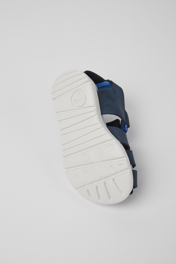 Oruga Blue leather and textile sandals