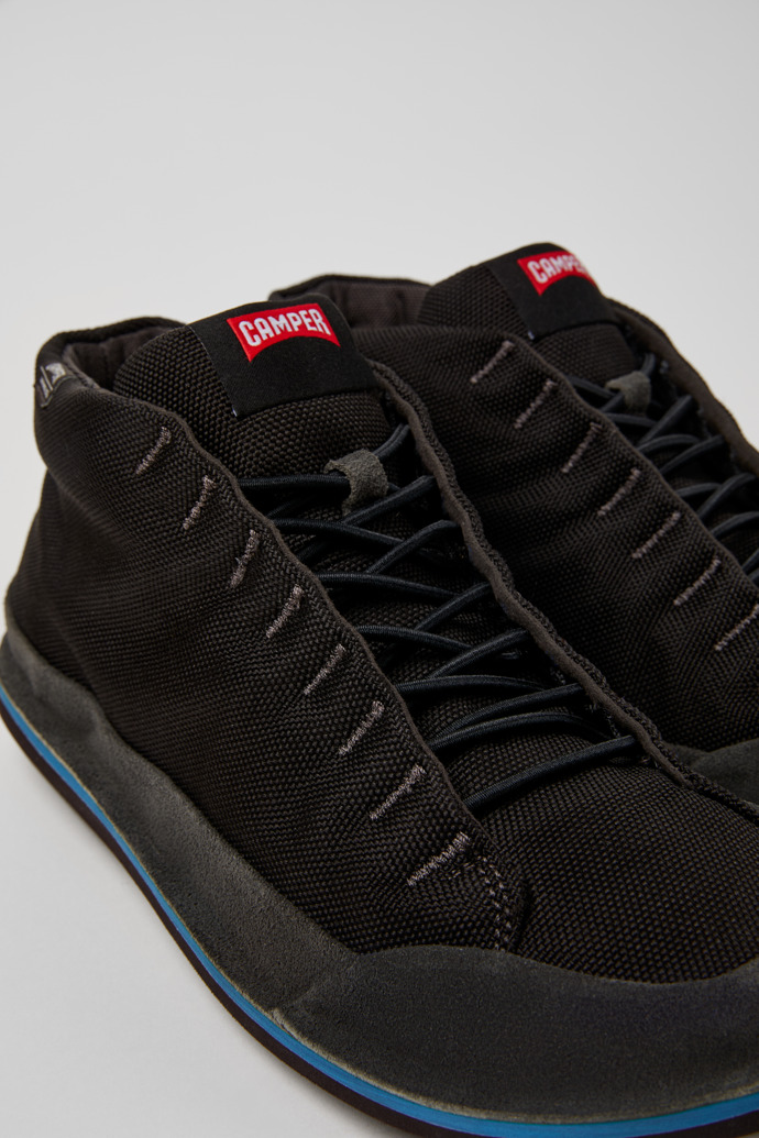 Beetle Black Textile and Nubuck Ankle Boots for Men.