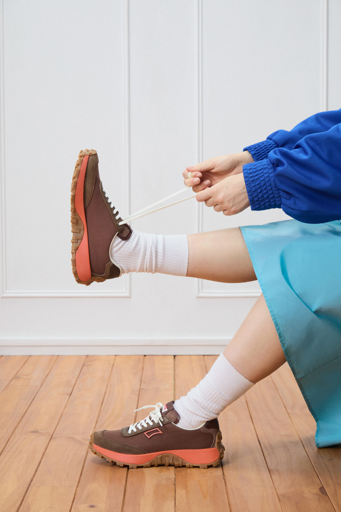 Drift Trail Brown Recycled PET and Leather Sneakers for Women.