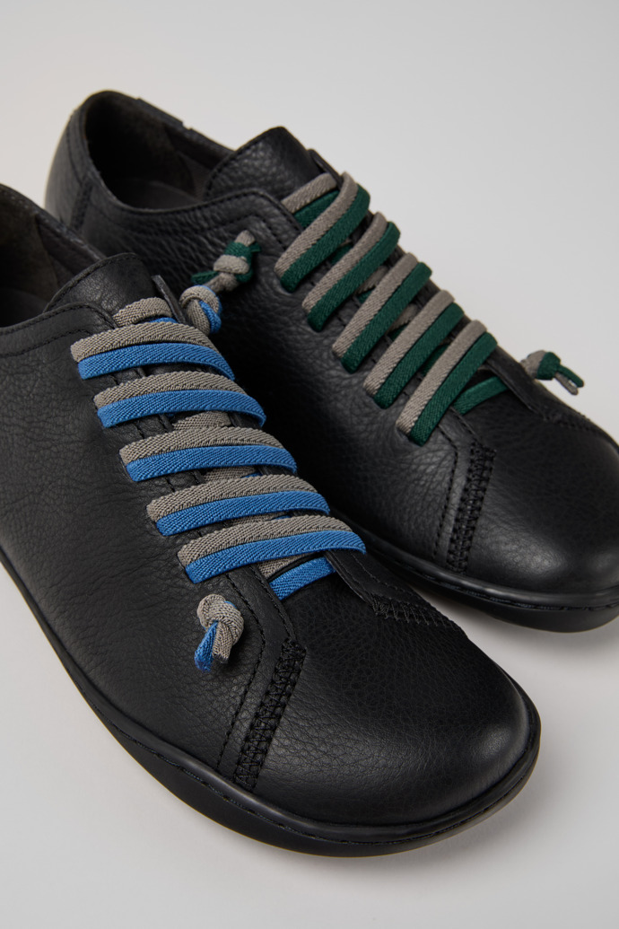 Twins Black Leather and Recycled PET Shoes for Women.