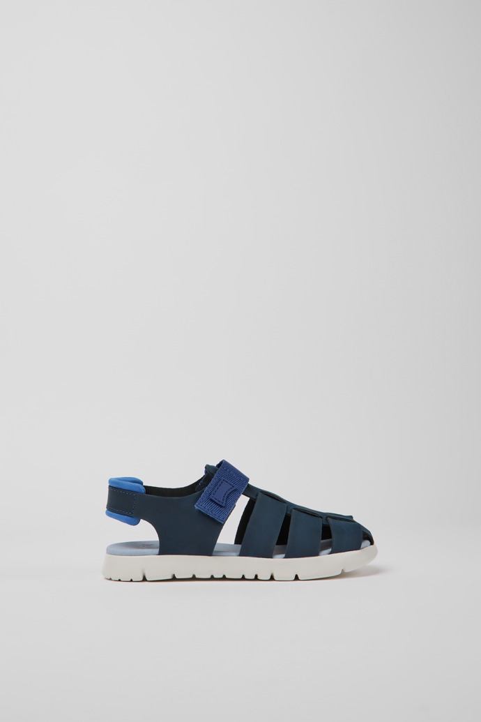 Oruga Blue leather sandals for kids