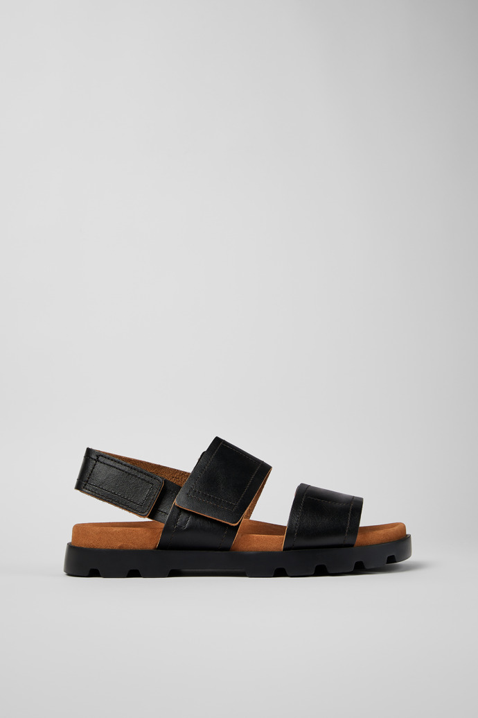 Brutus Sandal Black Leather 2-Strap Sandal for Men
