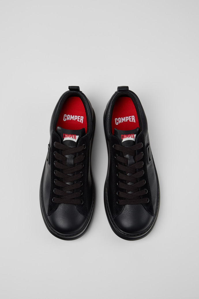 Runner Black Leather and Nubuck Sneakers for Men.